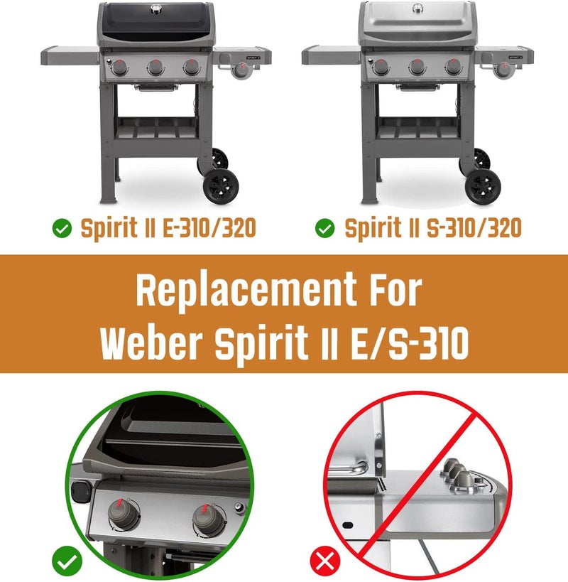 Rushare Store Grill Replacement Parts for Weber Spirit II 300 Series, GS4 Spirit II E310 E320 E330 S310 S320 S330 68950 (Front-Mounted Control), 15.3" Flavorizer Bars 7636 and 18" Burner Tubes Set 69787 - Image 3